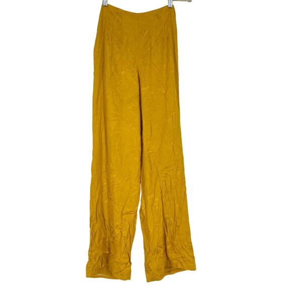 House of Harlow 1960 Revolve Gold Jacquard Floral Wide Leg Pants Button Fly XS - Picture 2 of 11